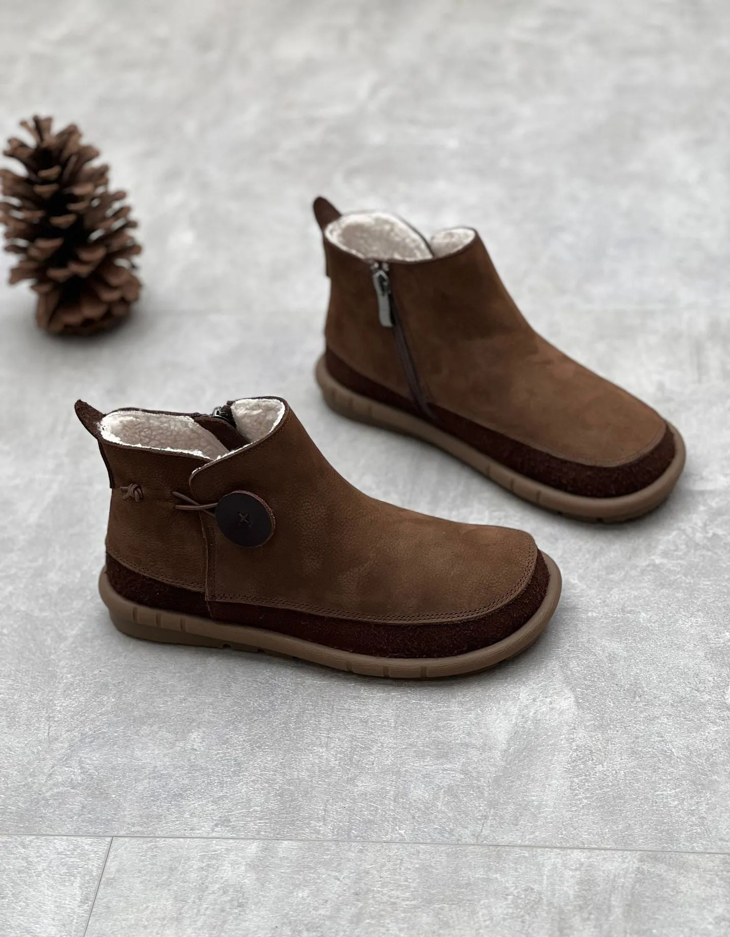 Comfortable Handmade Wild Toe Box Retro Flat Boots