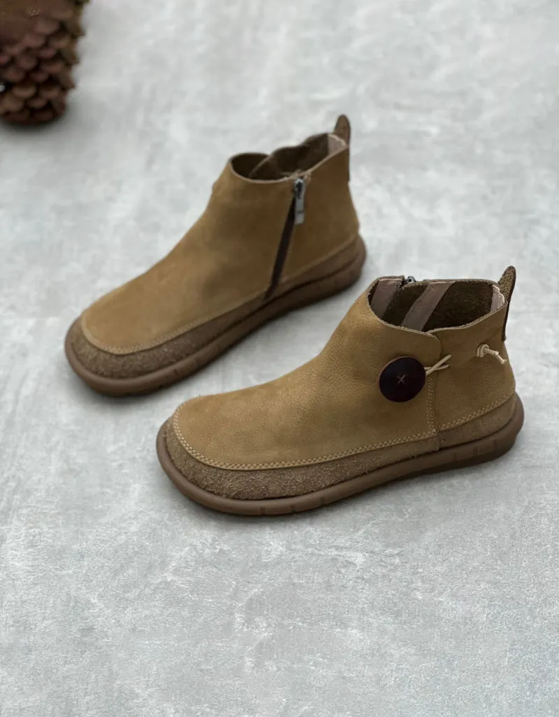 Comfortable Handmade Wild Toe Box Retro Flat Boots