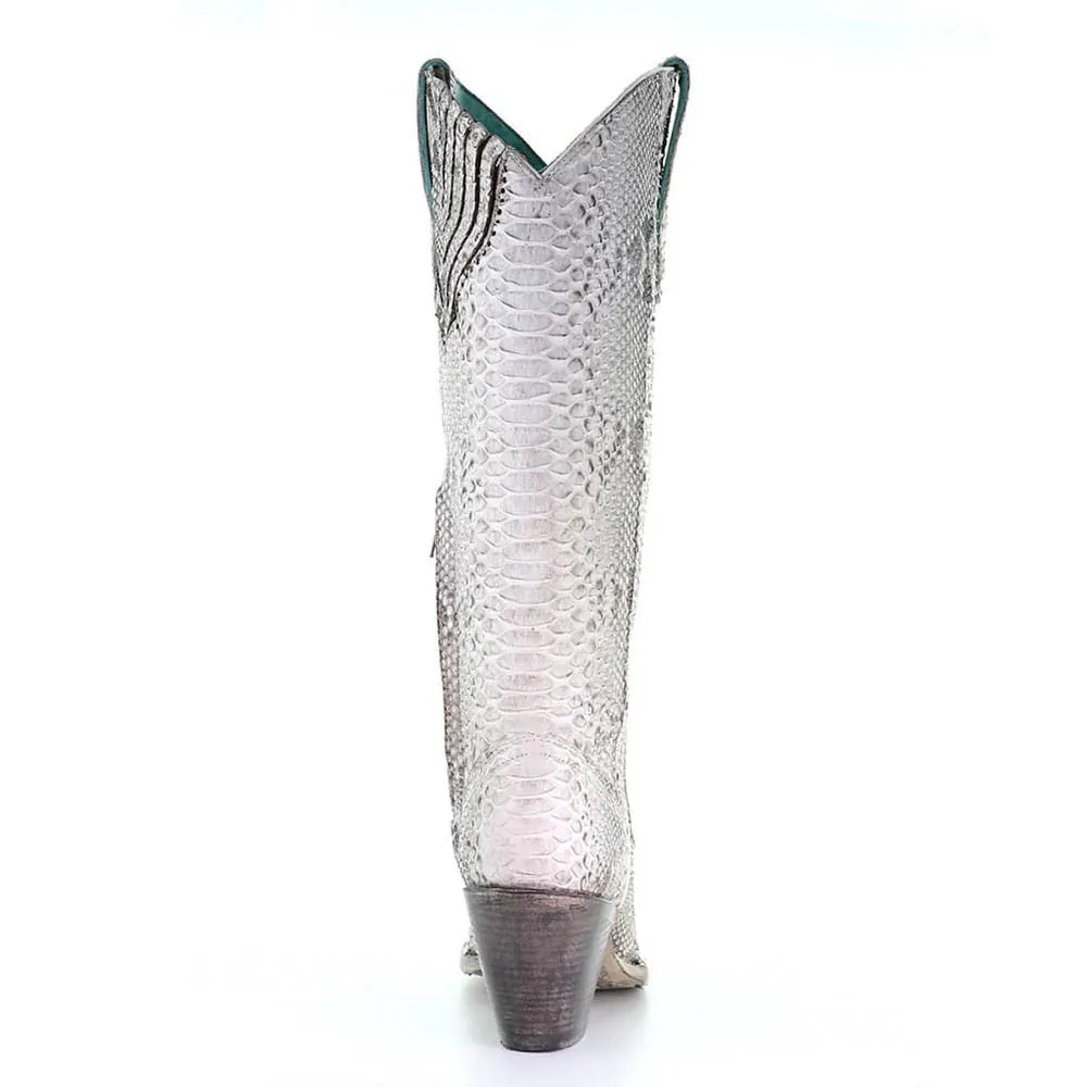 Corral White Genuine Python Tall Cowgirl Boots