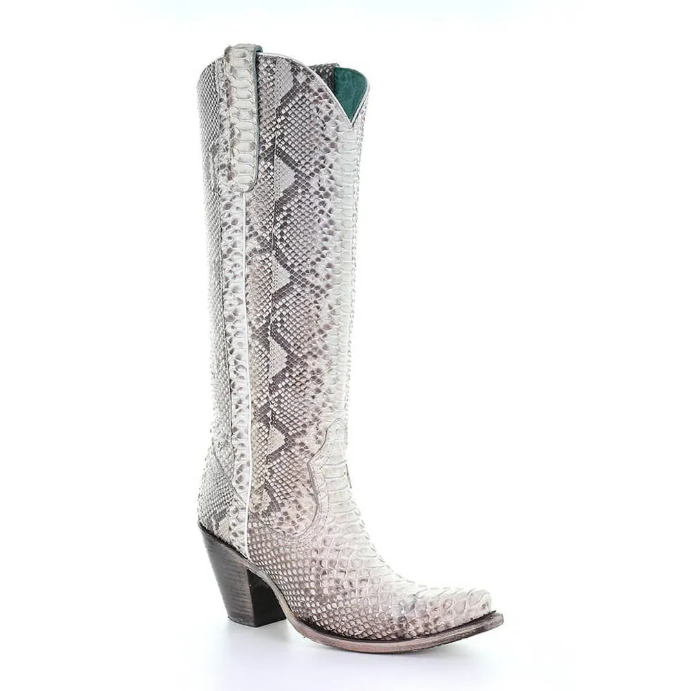 Corral White Genuine Python Tall Cowgirl Boots