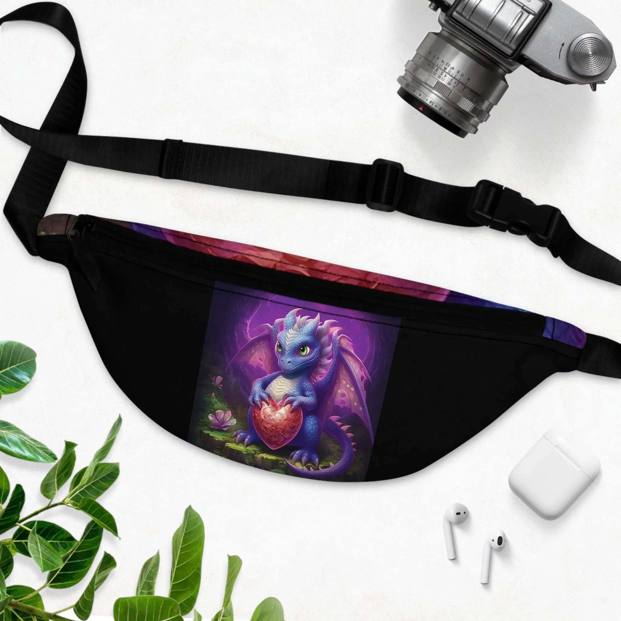 Cute 3D Baby Dragon Heart Stone Fanny Pack - Adorable and Functional Accessory made of Digital & AI Art