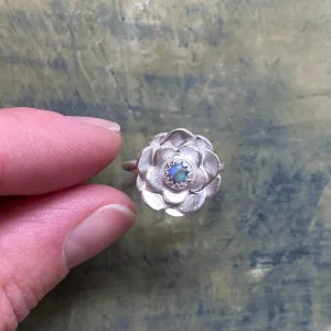 Dahlia Flower Solitaire Ring