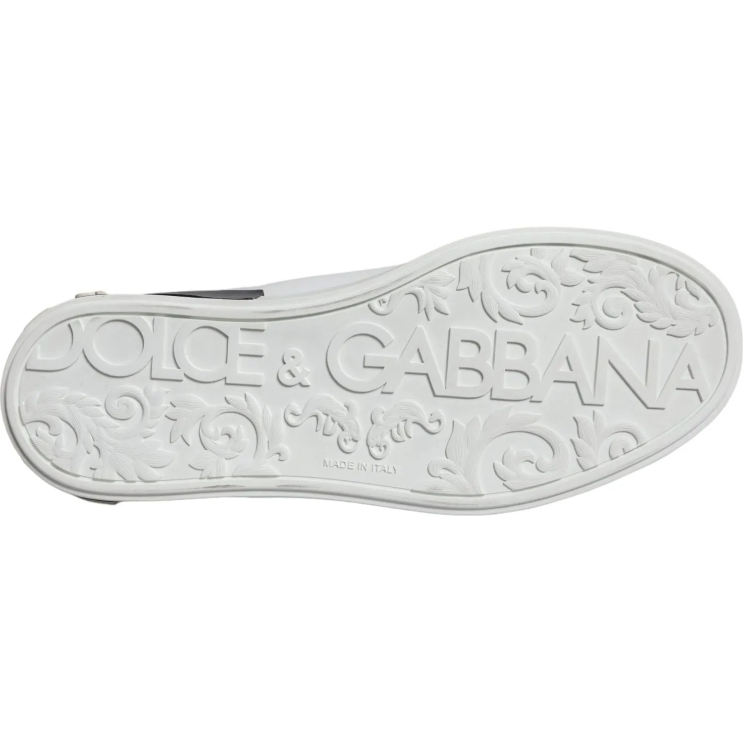 Dolce & Gabbana Black Leather Logo Portofino Sneaker Shoes