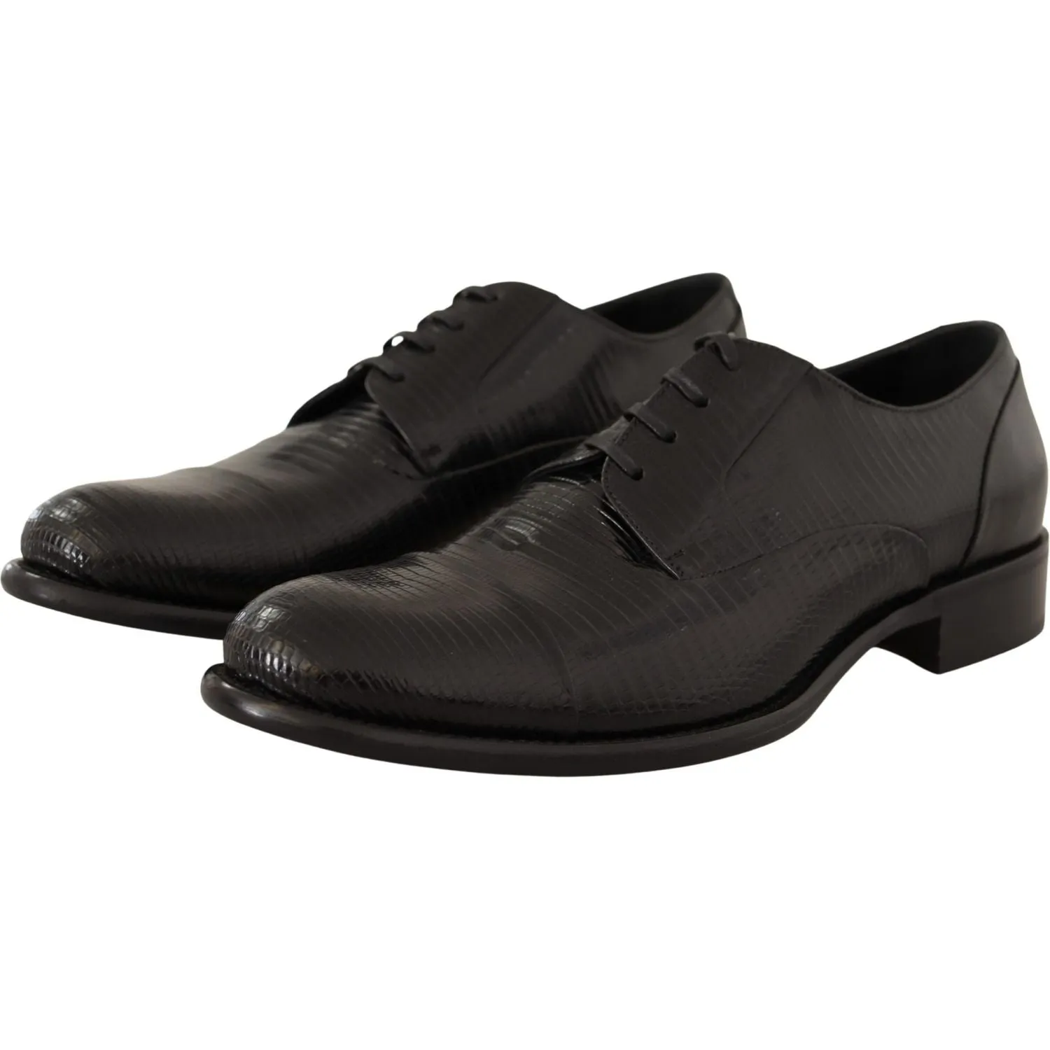 Dolce & Gabbana Elegant Black Lizard Skin Derby Shoes