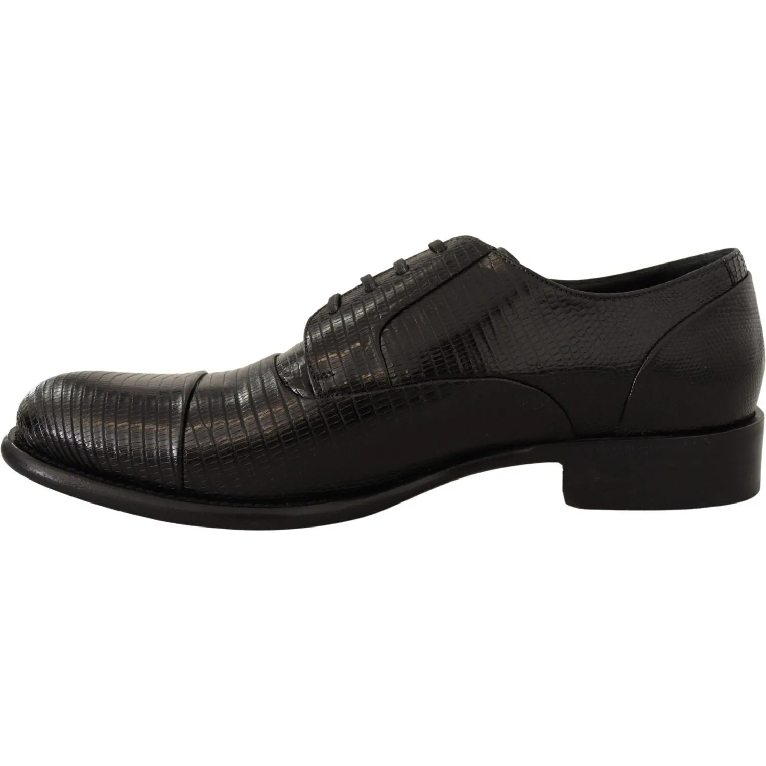 Dolce & Gabbana Elegant Black Lizard Skin Derby Shoes