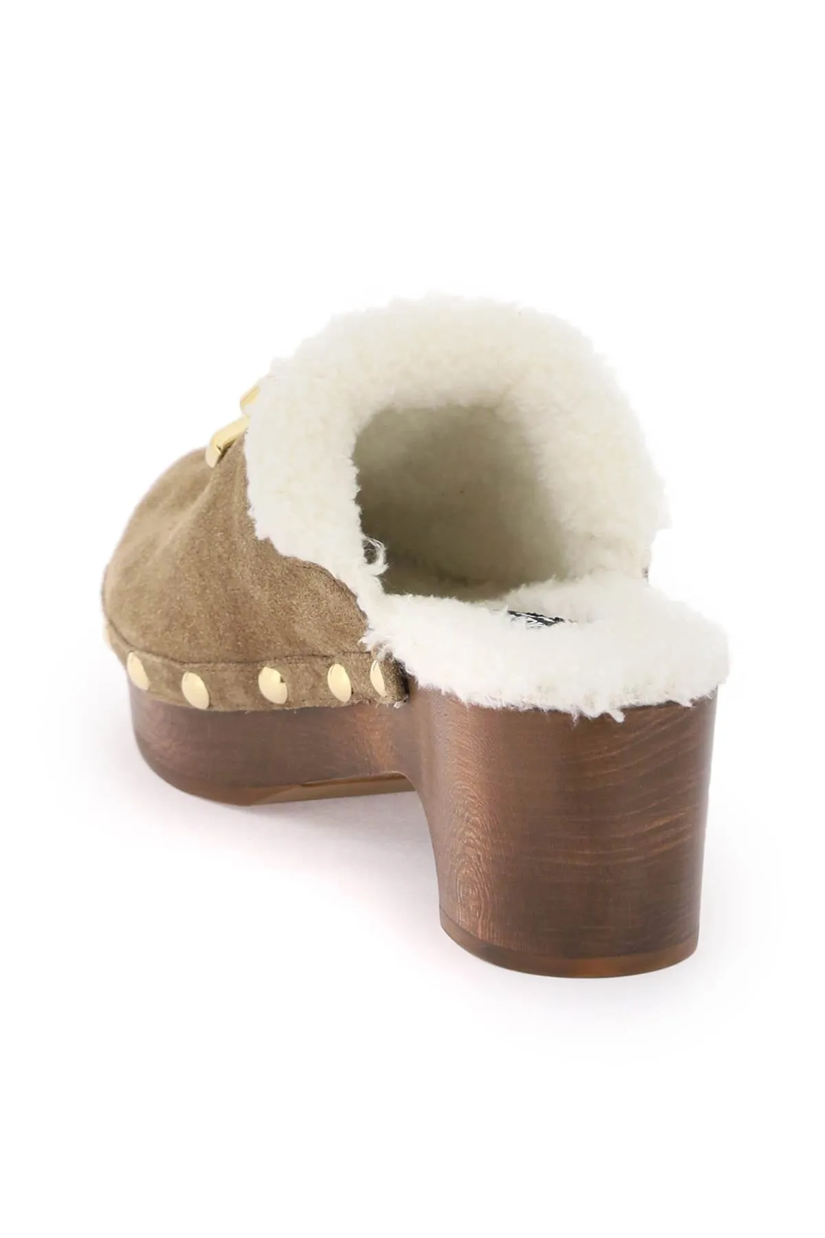 Dolce & gabbana suede and faux fur clogs with dg logo.