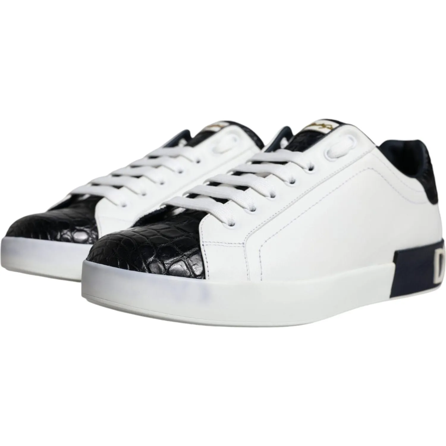 Dolce & Gabbana White Leather Logo Portofino Sneaker Shoes