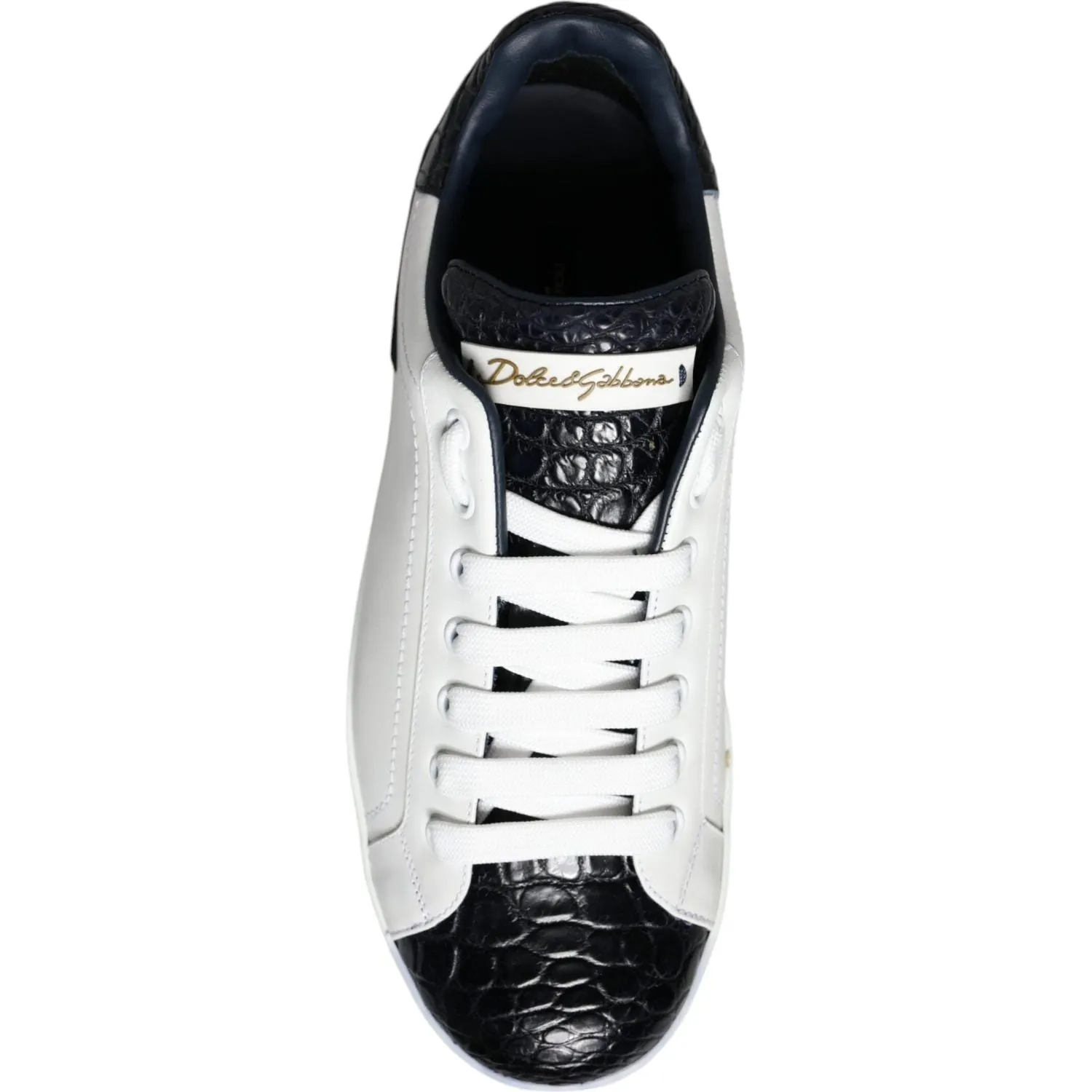 Dolce & Gabbana White Leather Logo Portofino Sneaker Shoes