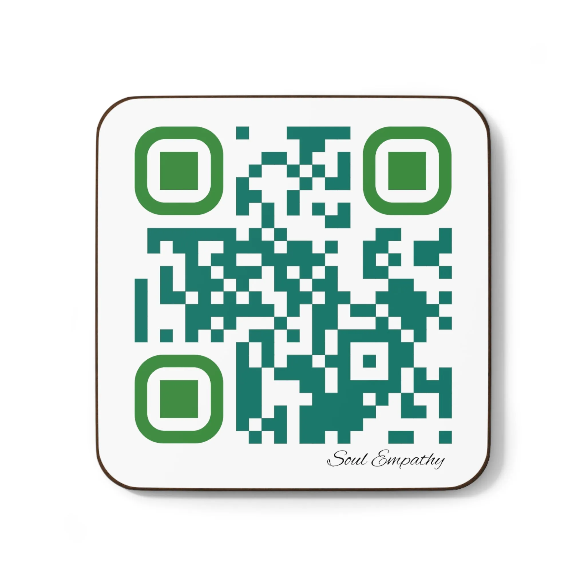 Empathy is Soul Food- Single QR Code Hardboard Back Coaster