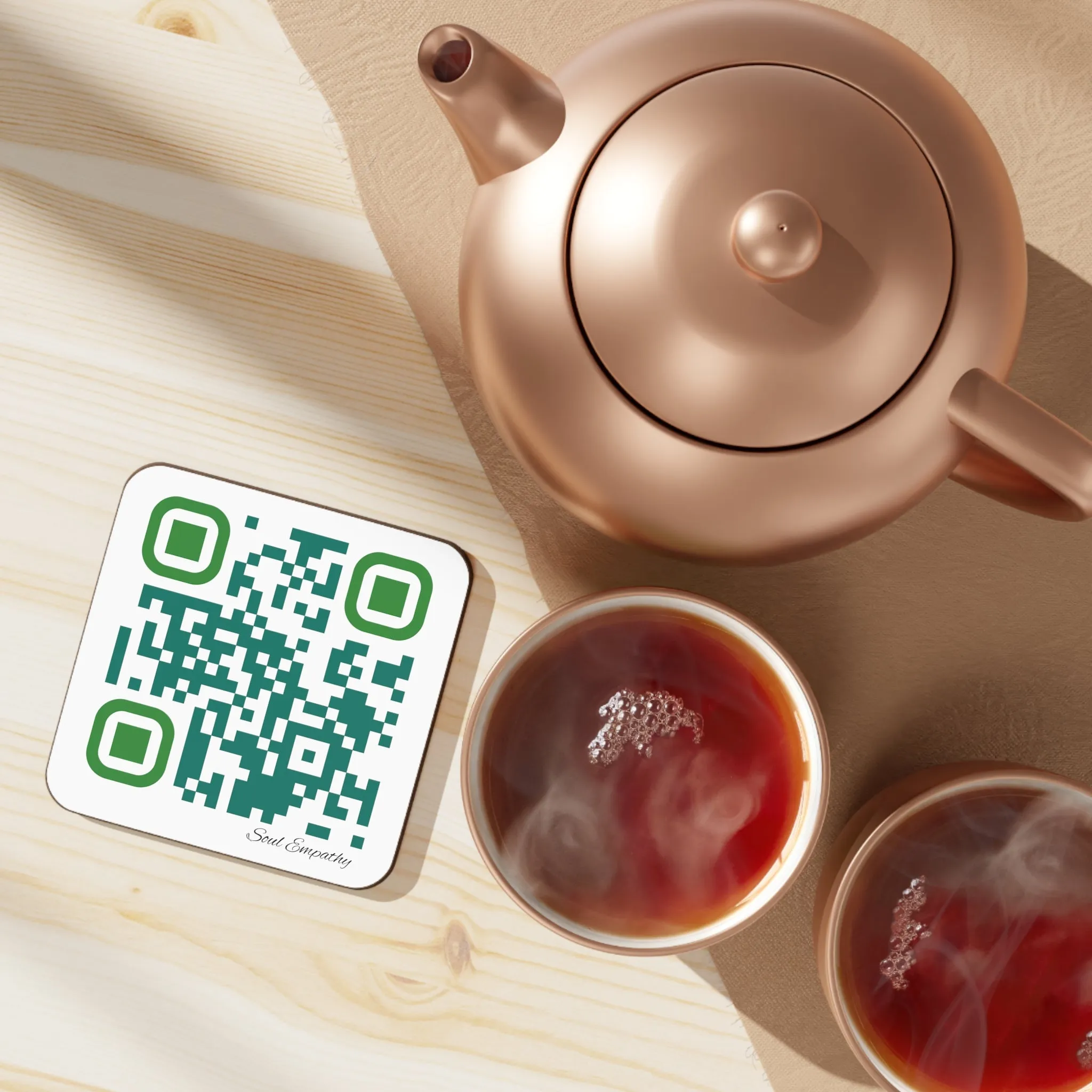 Empathy is Soul Food- Single QR Code Hardboard Back Coaster