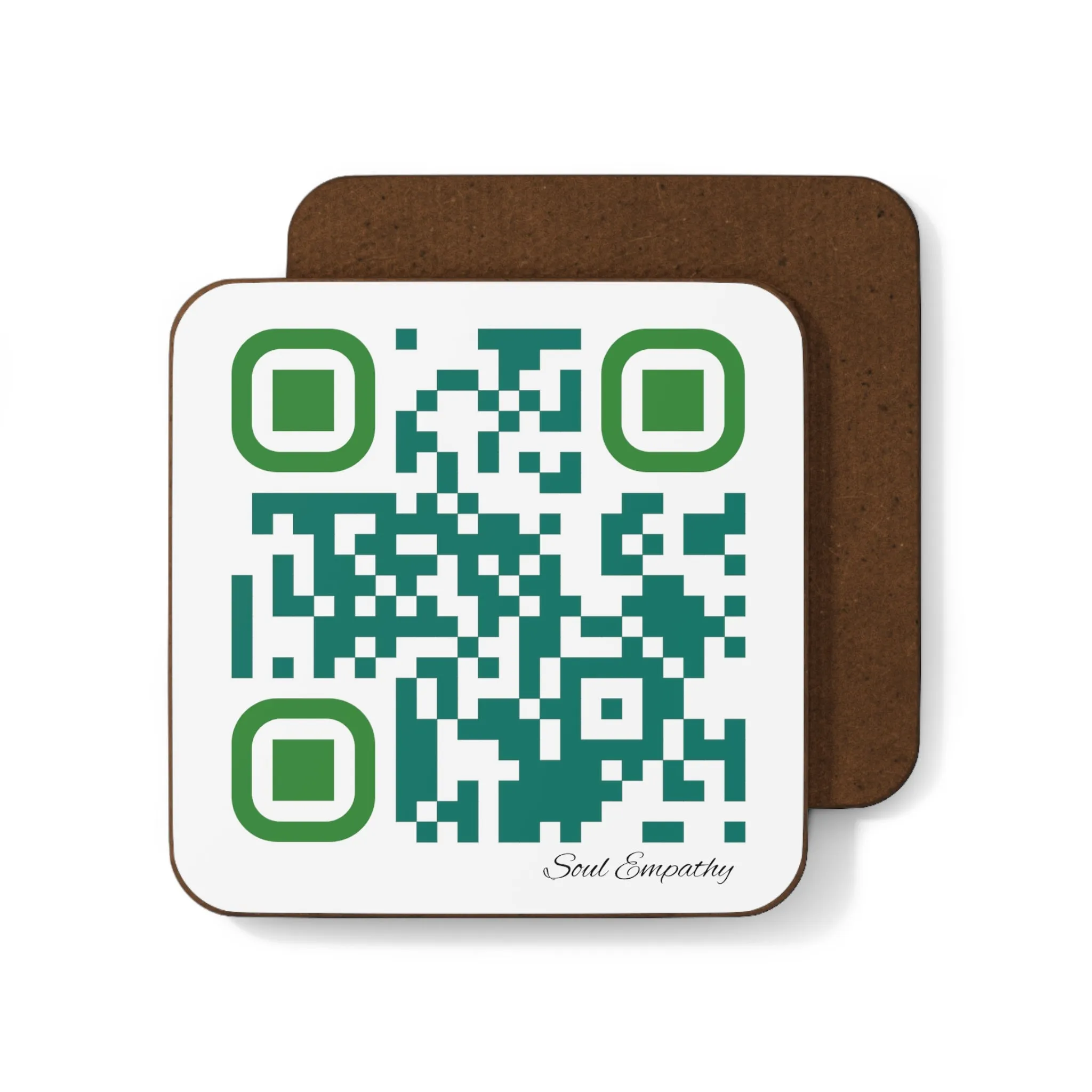 Empathy is Soul Food- Single QR Code Hardboard Back Coaster