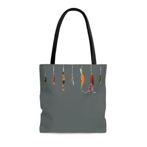 Fishing Theme  Boat / Beach Bag - Lures - Dark Grey AOP Tote Bag