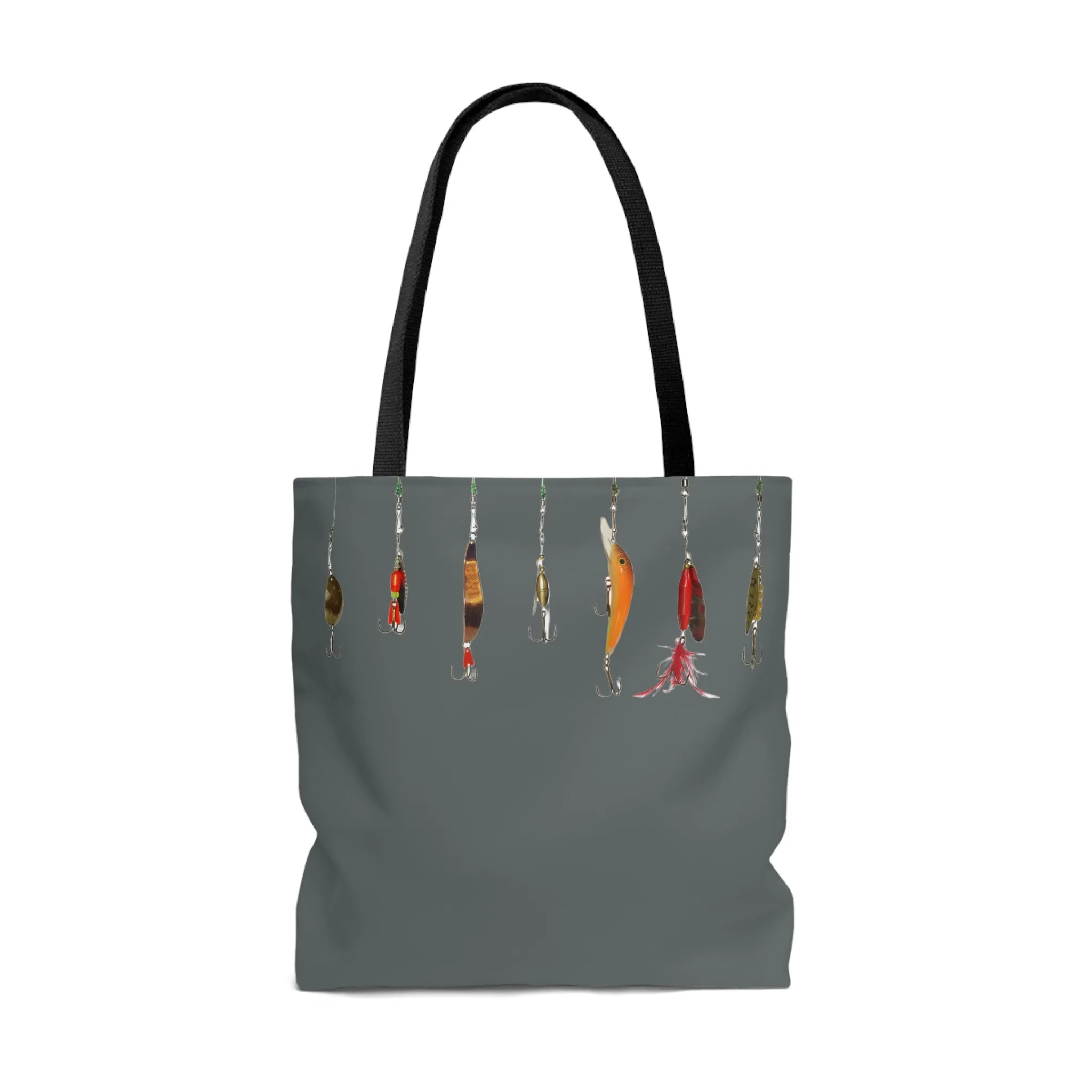 Fishing Theme  Boat / Beach Bag - Lures - Dark Grey AOP Tote Bag