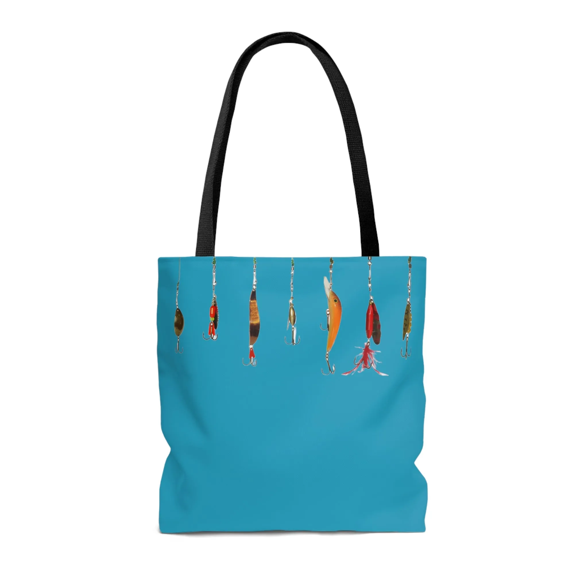 Fishing Theme  Boat / Beach Bag - Lures - Turquoise AOP Tote Bag