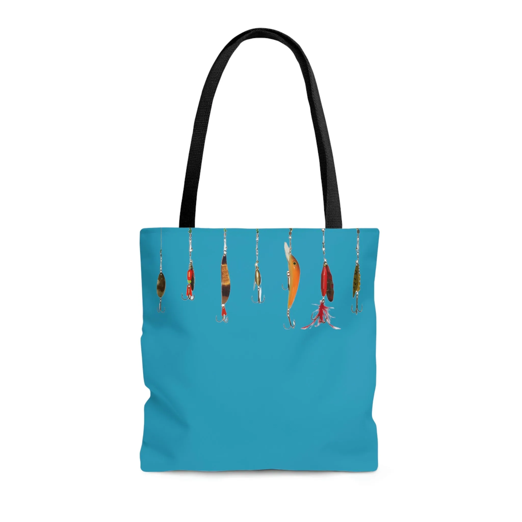 Fishing Theme  Boat / Beach Bag - Lures - Turquoise AOP Tote Bag