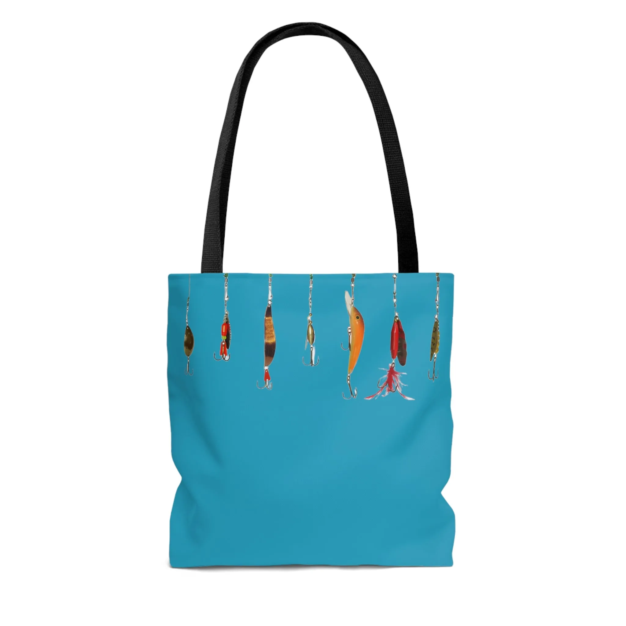 Fishing Theme  Boat / Beach Bag - Lures - Turquoise AOP Tote Bag