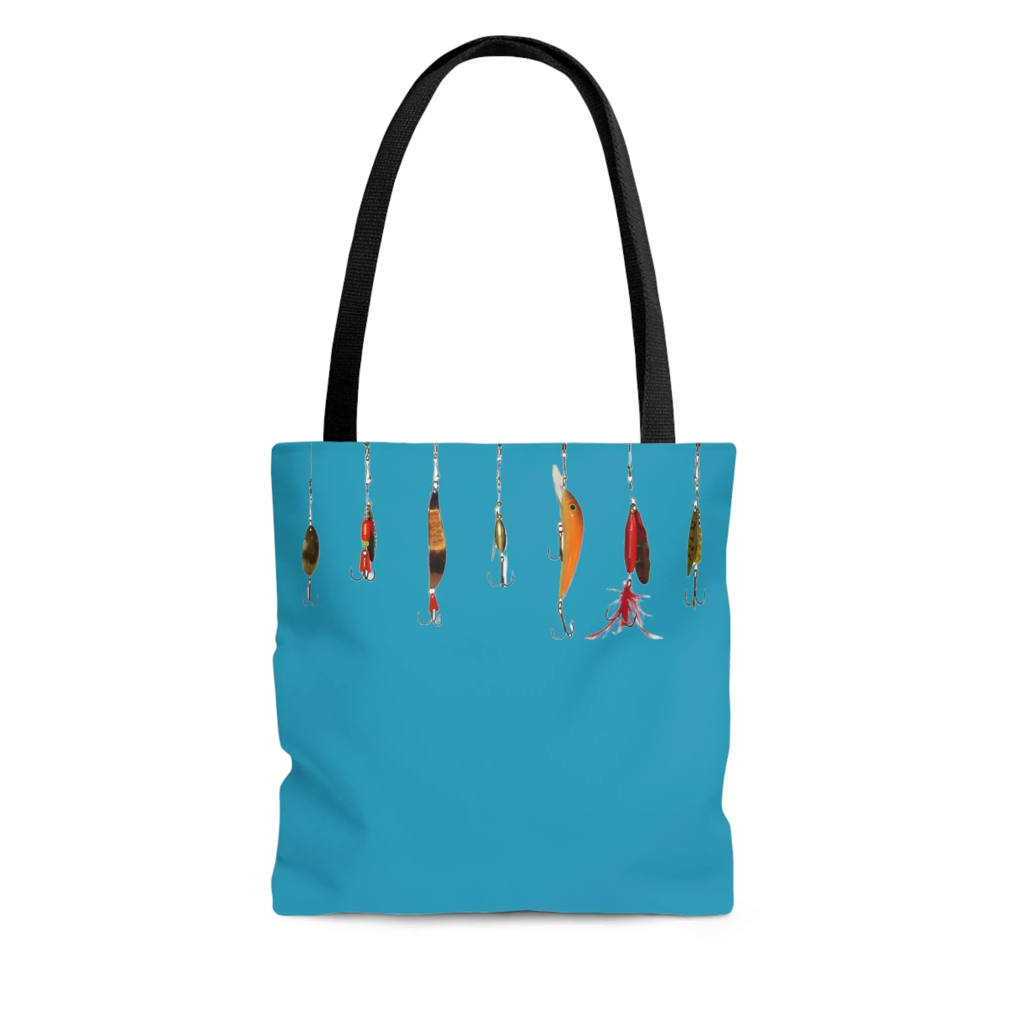 Fishing Theme  Boat / Beach Bag - Lures - Turquoise AOP Tote Bag