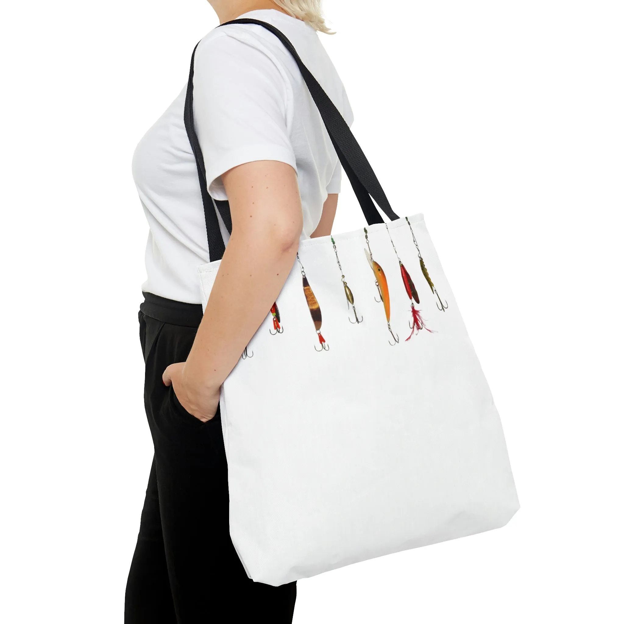 Fishing Theme  Boat / Beach Bag - Lures - White AOP Tote Bag