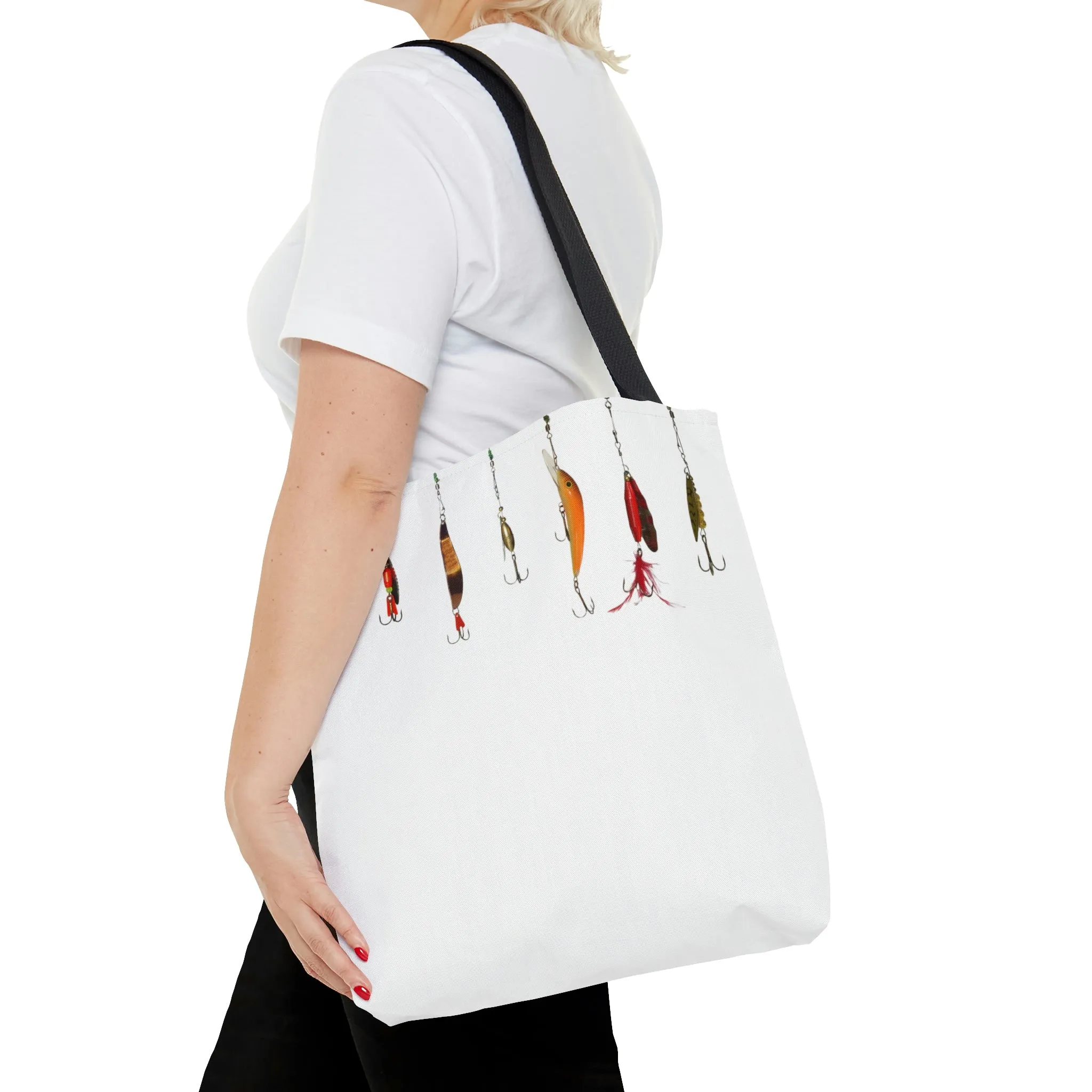 Fishing Theme  Boat / Beach Bag - Lures - White AOP Tote Bag