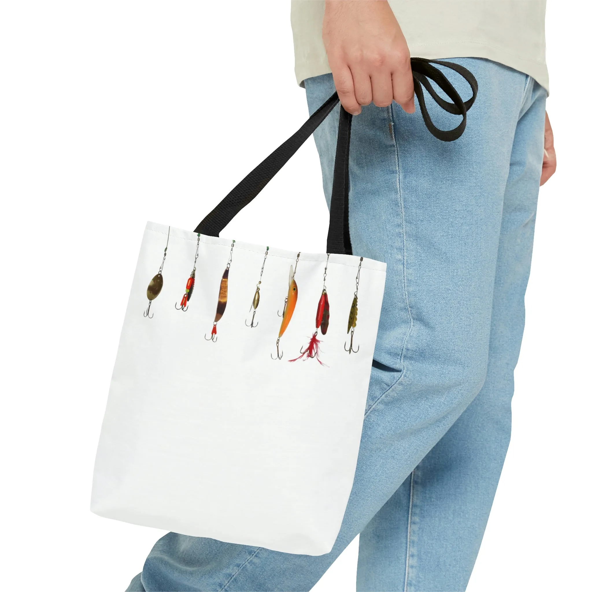 Fishing Theme  Boat / Beach Bag - Lures - White AOP Tote Bag