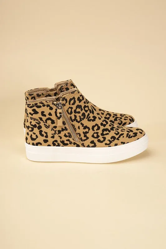 FS CLEARANCE Route-S High Top Leopard Sneakers