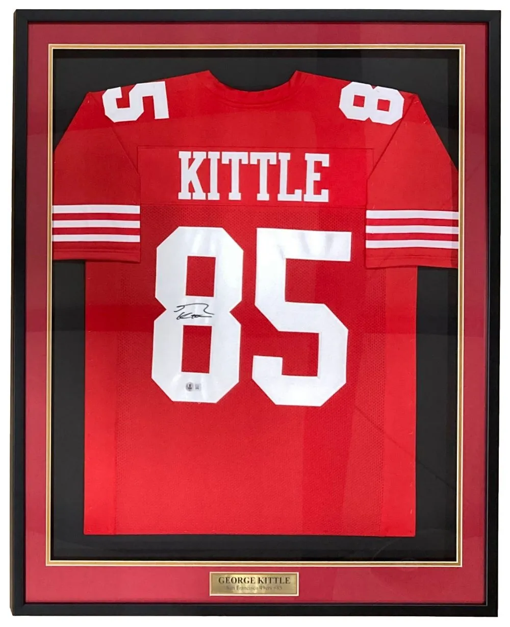 George Kittle San Francisco Signed Framed Red Football Jersey BAS