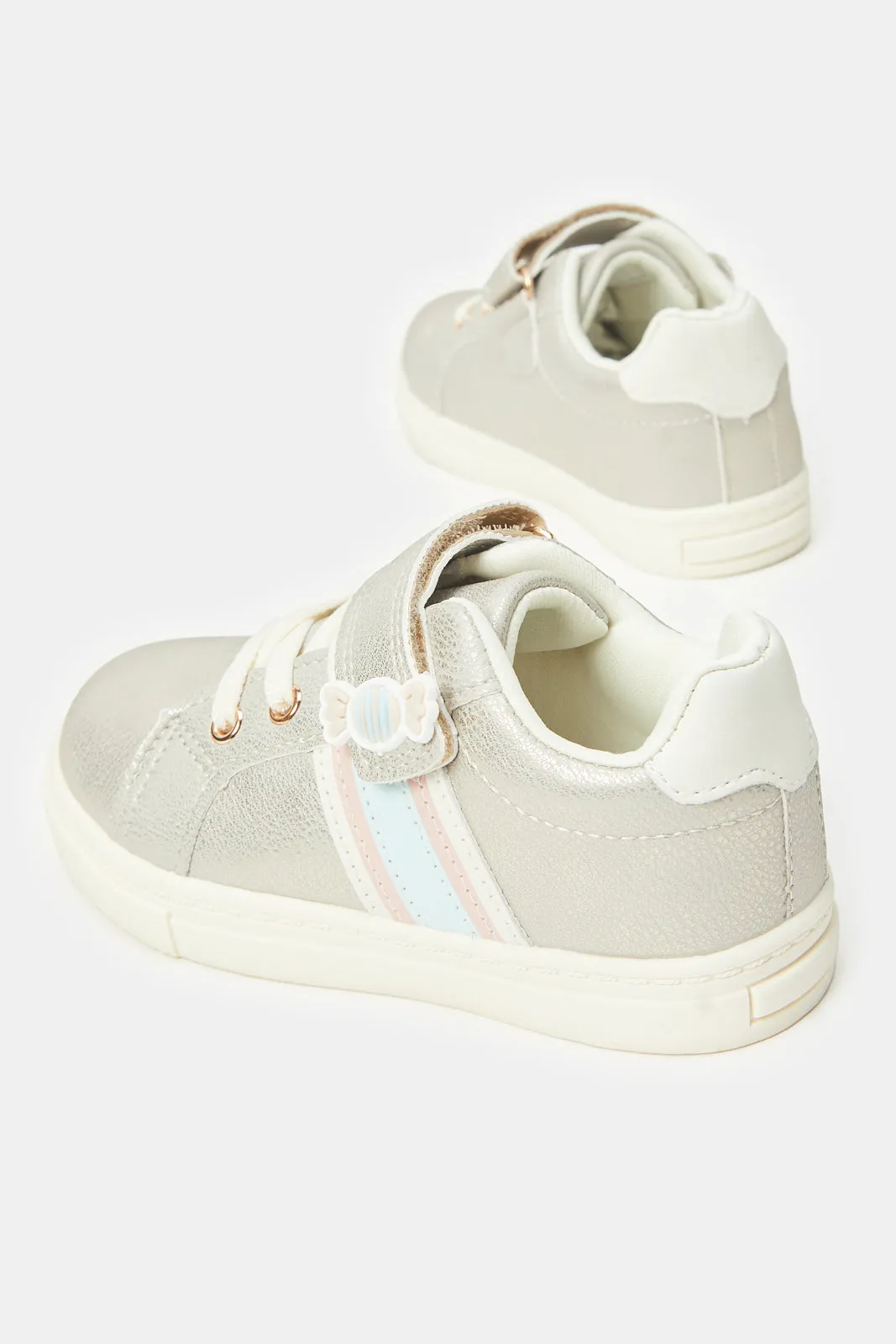 Girls Gold Velcro Sneakers