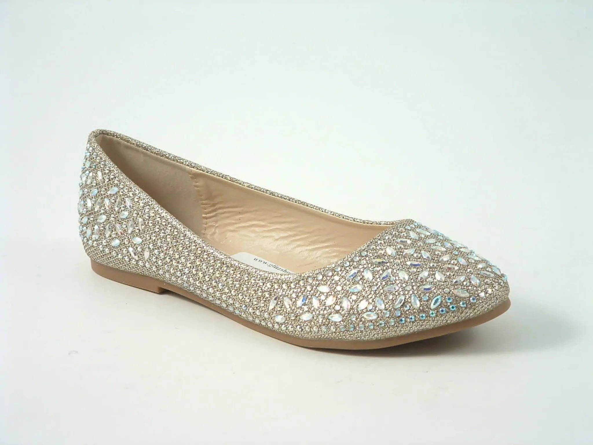 Glitz Shoes Divine Diamante Flat Ballerina Shoes