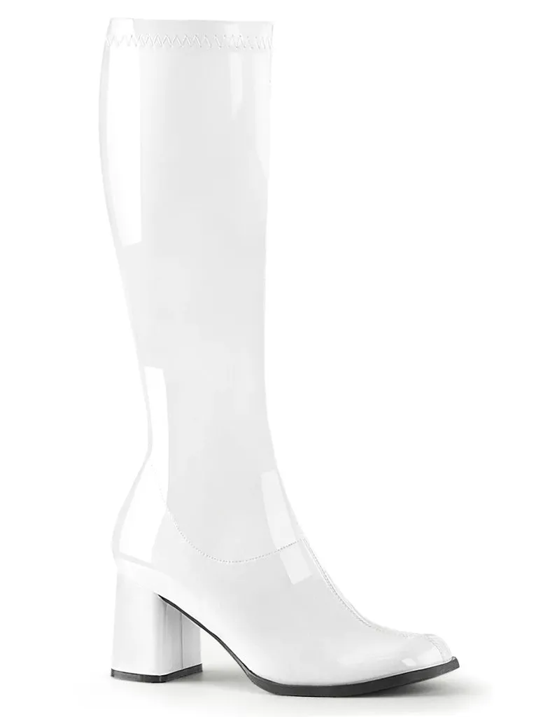 GOGO 300 BOOTS - WHITE STRETCH PATENT ✰ PRE ORDER ✰