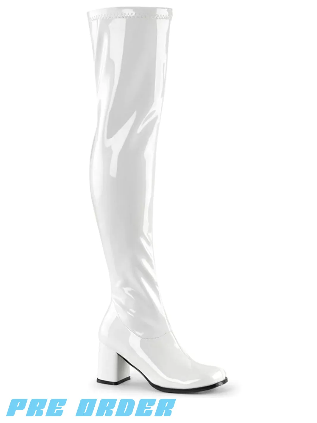 GOGO 3000 BOOTS - WHITE STRETCH PATENT ✰ PRE ORDER ✰