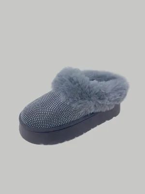 GREY WILD DIVA Embellished Faux Fur Platform Booties