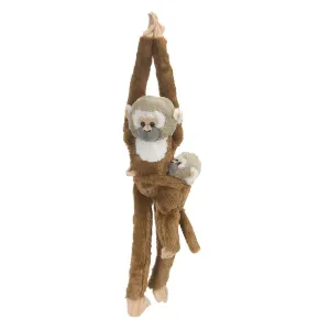 Hanging Squirrel Monkey with Baby Stuffed Animal - 20"