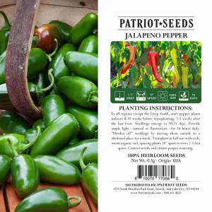 Heirloom Jalapeno Pepper Seeds (.5g) by Patriot Seeds