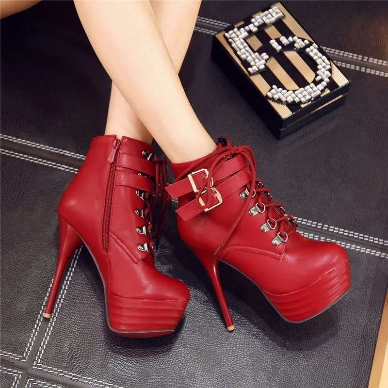 High Heels Sexy Ankle Boots Buckles