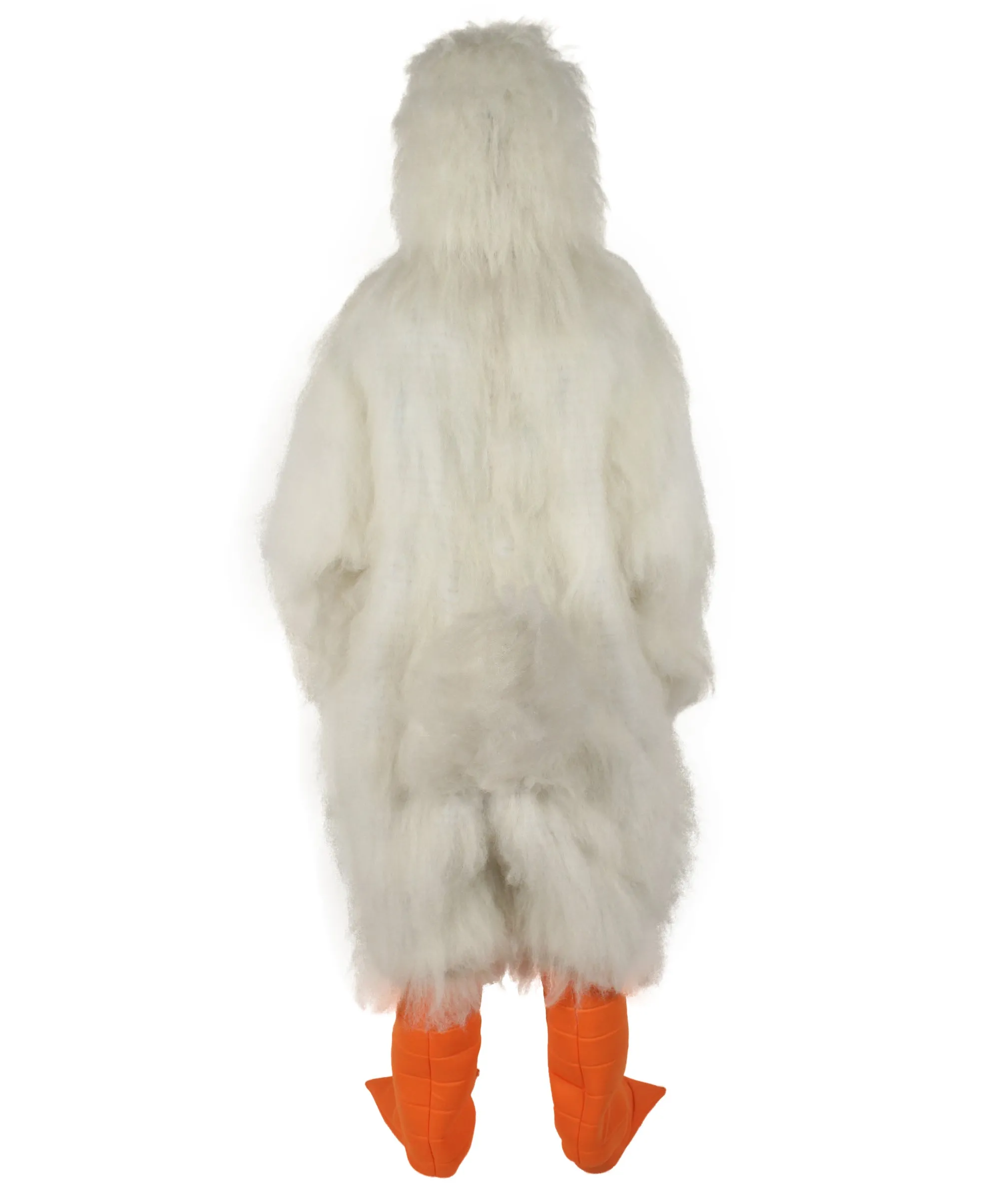 HPO Adult White and Orange Furry Stroke Costume with Beak and Tail I Best for Halloween I Flame-retardant Synthetic Fiber With Fabric Included