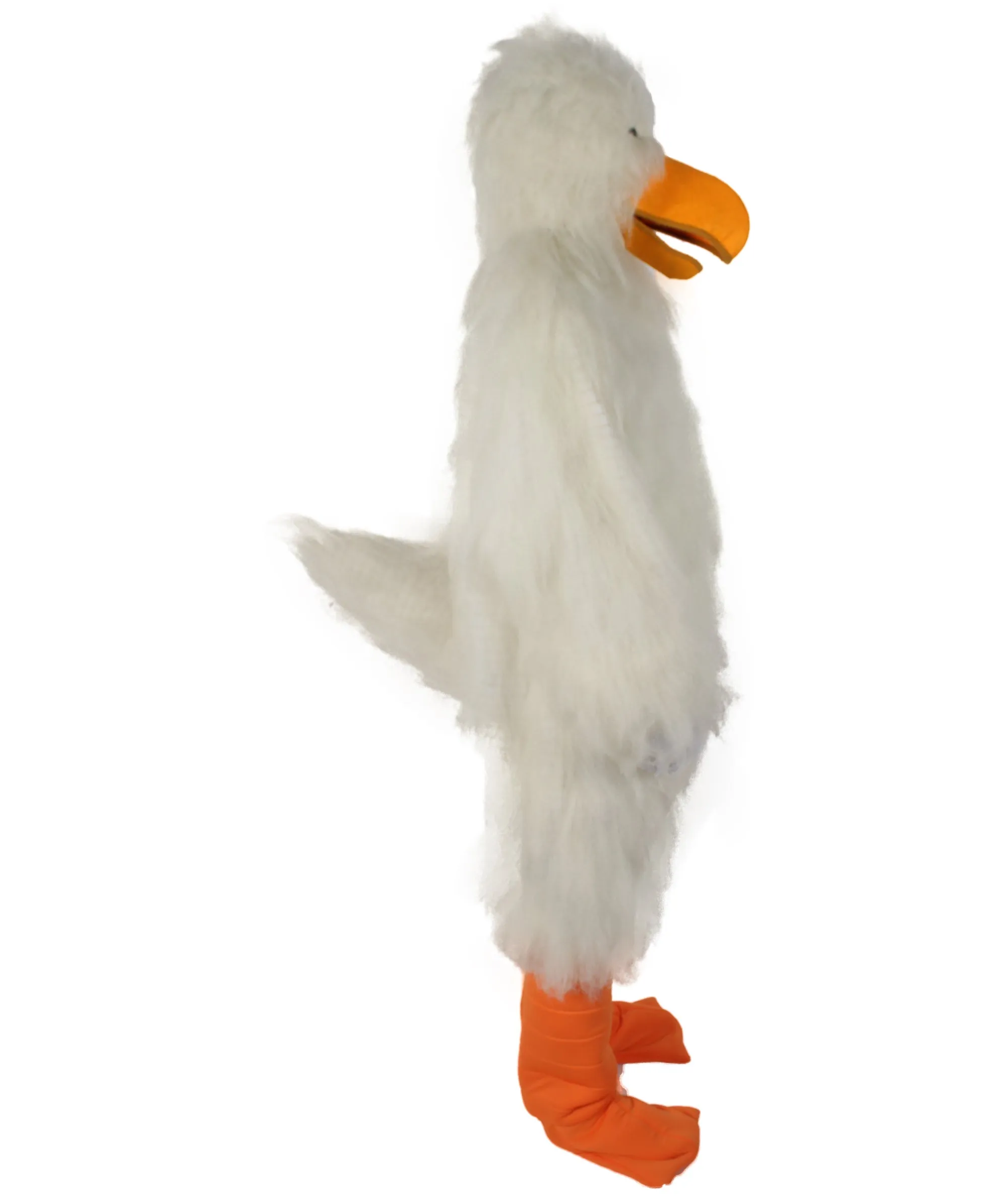 HPO Adult White and Orange Furry Stroke Costume with Beak and Tail I Best for Halloween I Flame-retardant Synthetic Fiber With Fabric Included