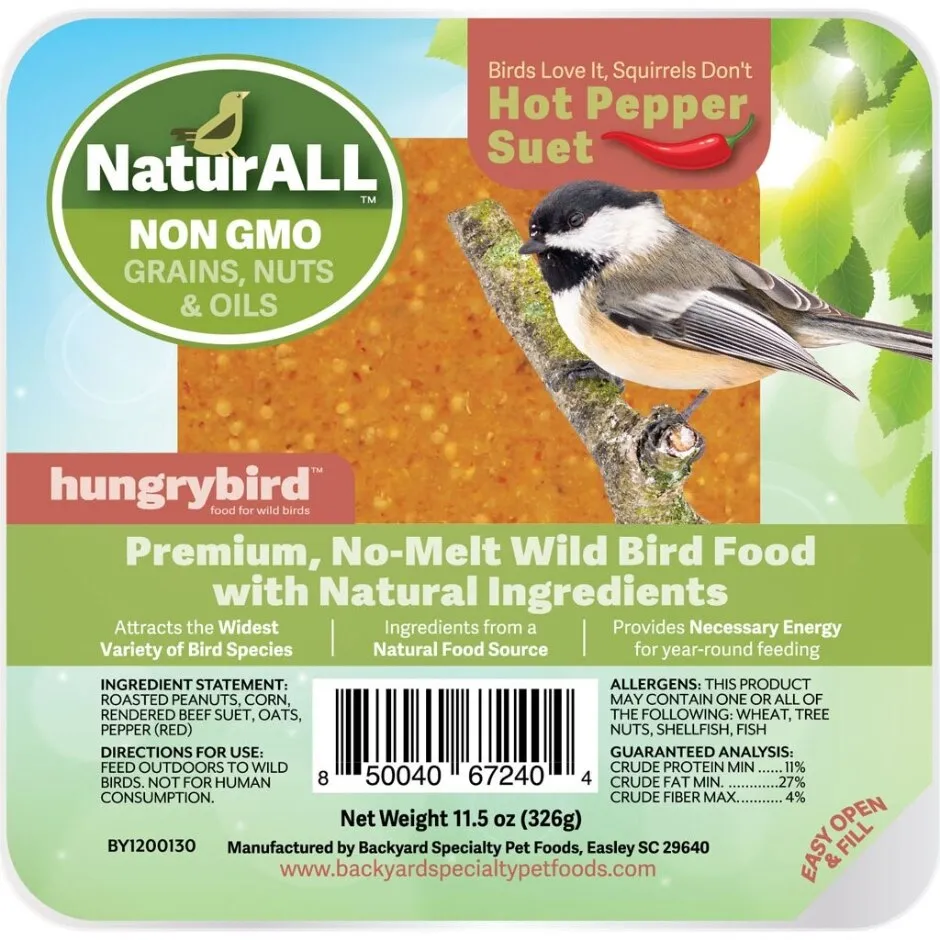 Hungrybird Naturall Hot Pepper Non GMO Suet Cake 11.5 oz.