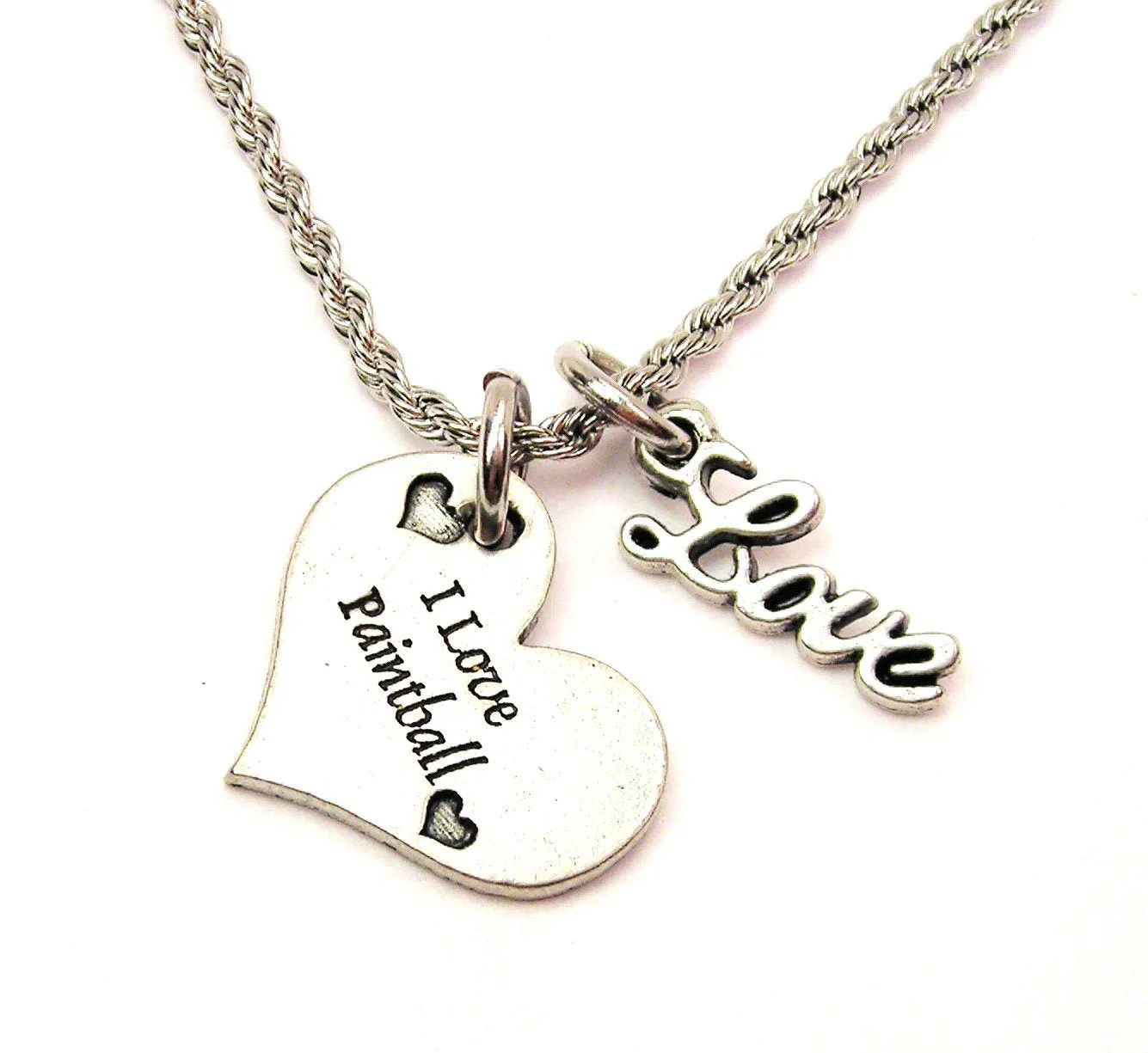 I Love Paintball 20" Chain Necklace With Cursive Love Accent