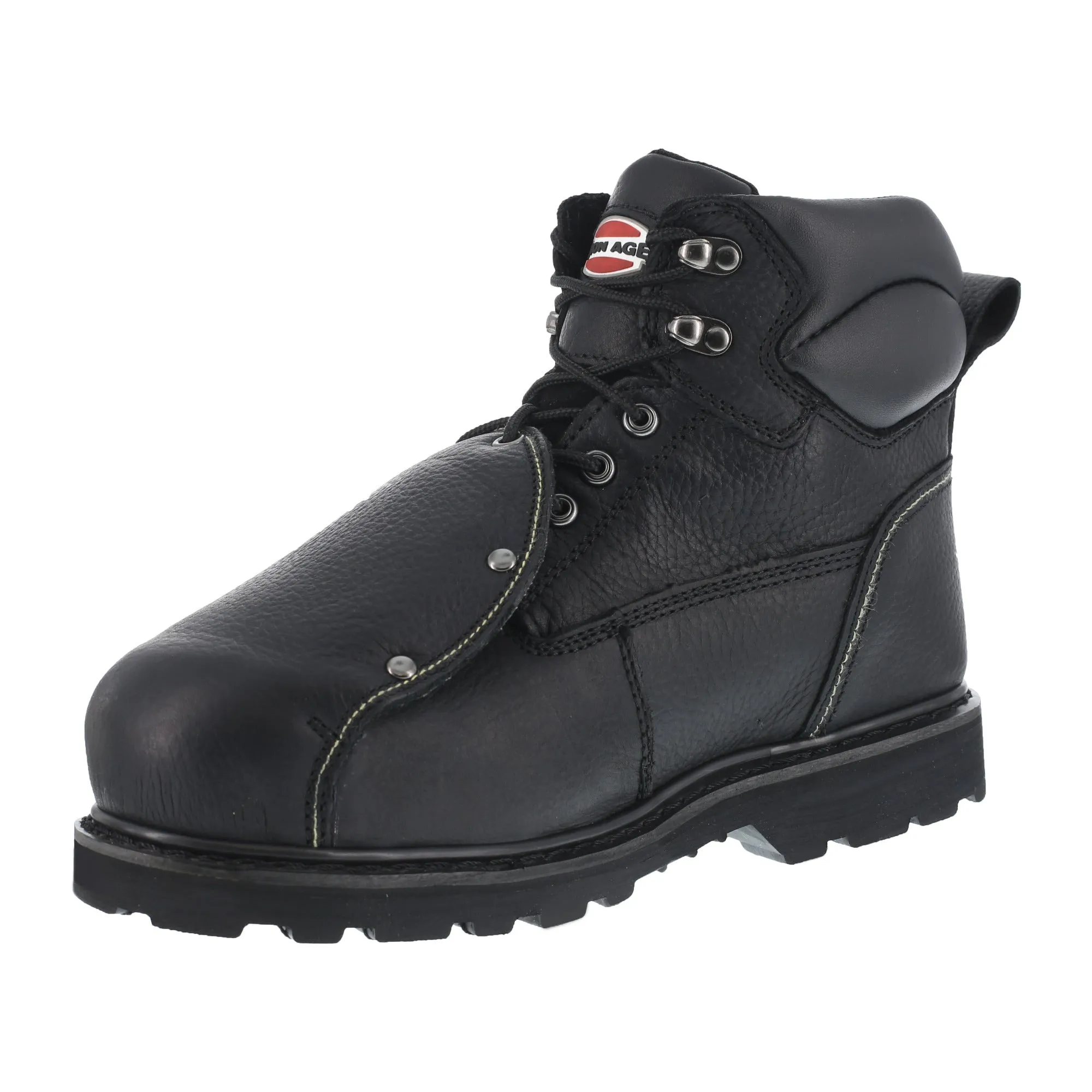 Iron Age Mens Black Leather Met Guard Work Boots Ground Breaker Steel Toe