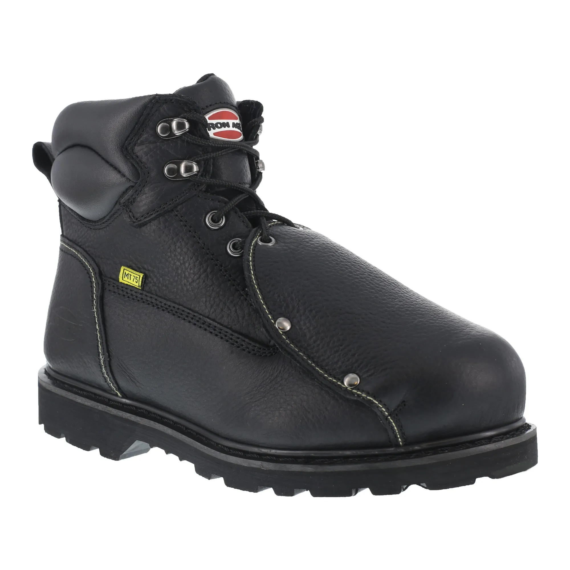 Iron Age Mens Black Leather Met Guard Work Boots Ground Breaker Steel Toe