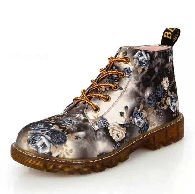 Janey's Retro Floral Ankle Boots