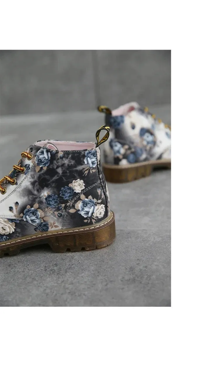 Janey's Retro Floral Ankle Boots