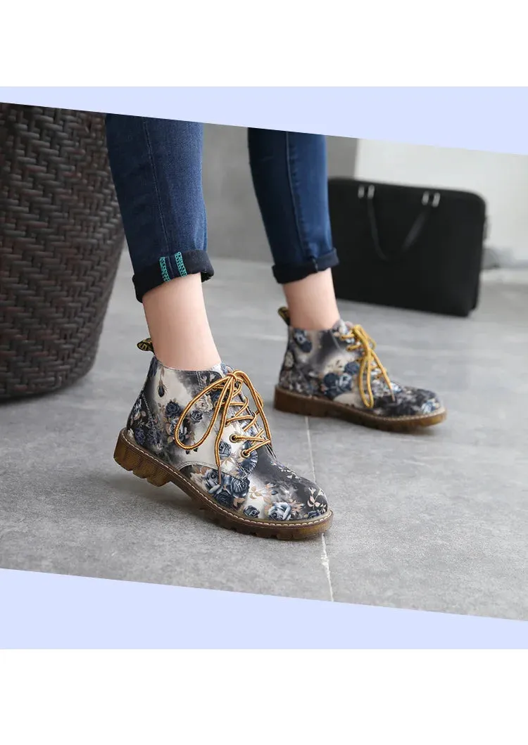 Janey's Retro Floral Ankle Boots