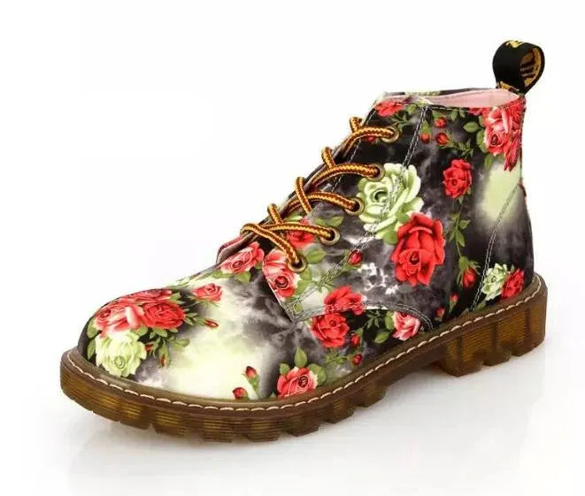 Janey's Retro Floral Ankle Boots