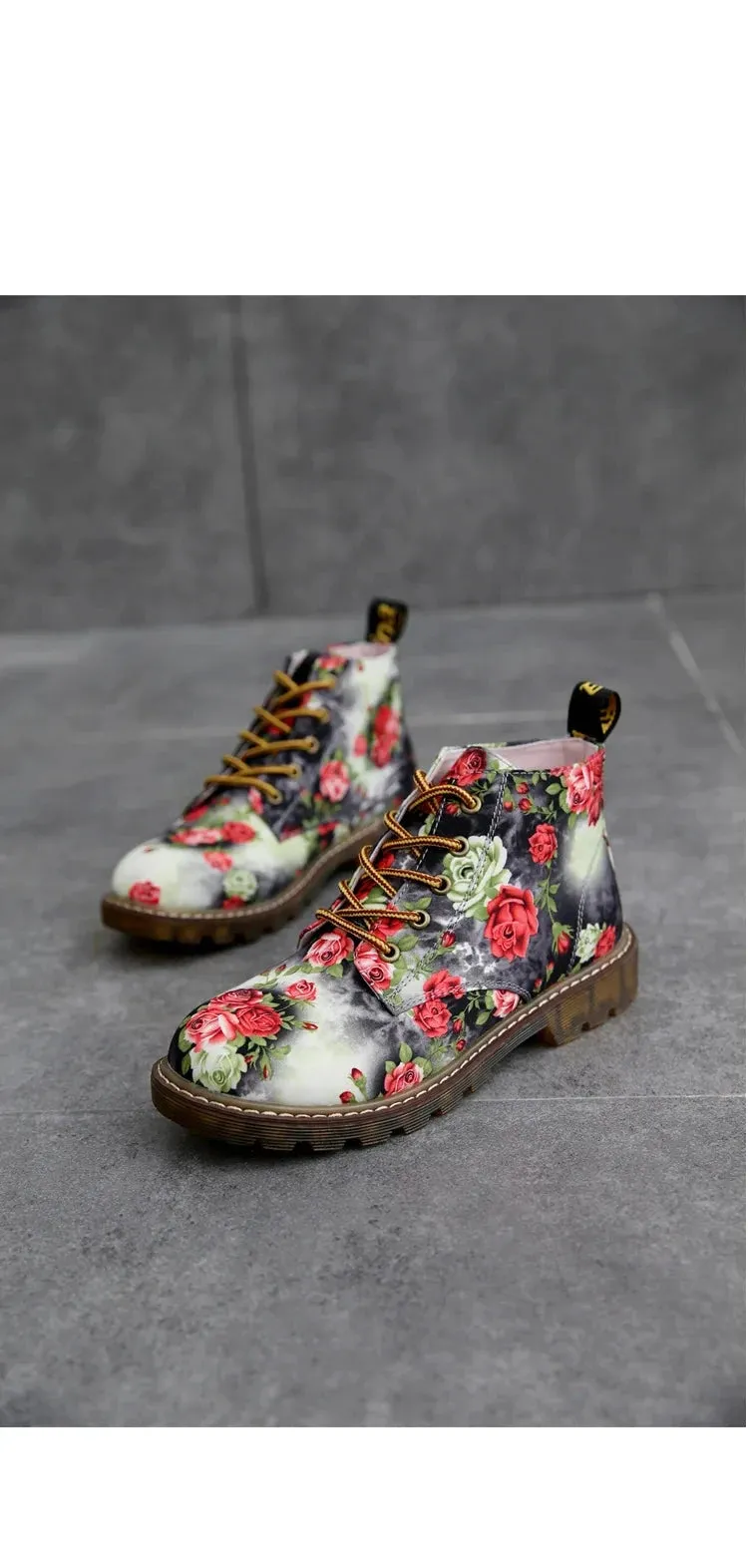 Janey's Retro Floral Ankle Boots