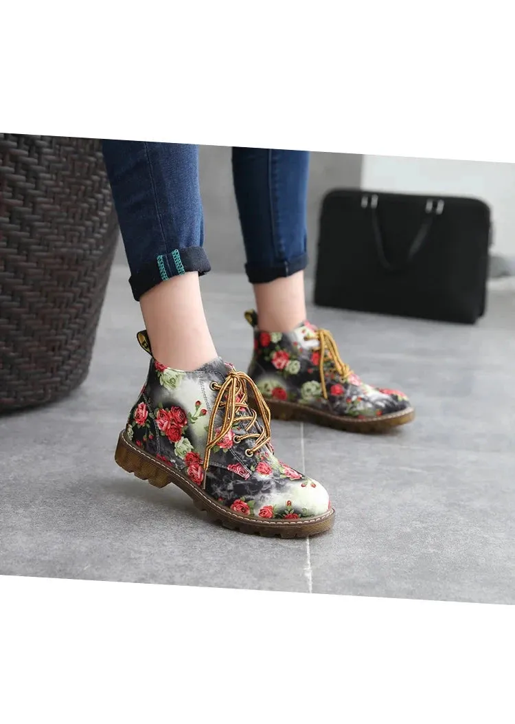 Janey's Retro Floral Ankle Boots