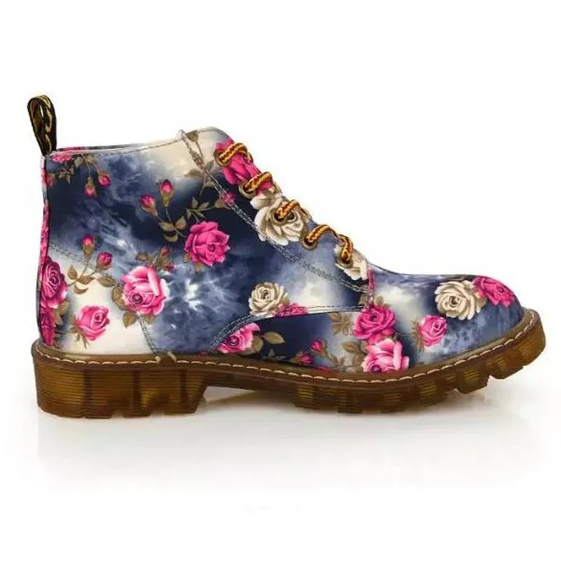 Janey's Retro Floral Ankle Boots