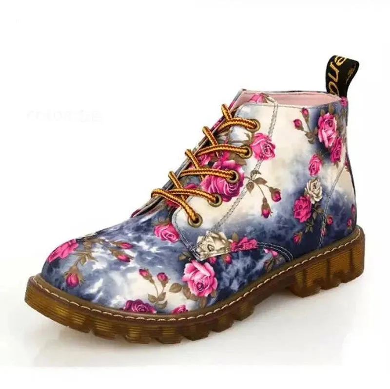 Janey's Retro Floral Ankle Boots