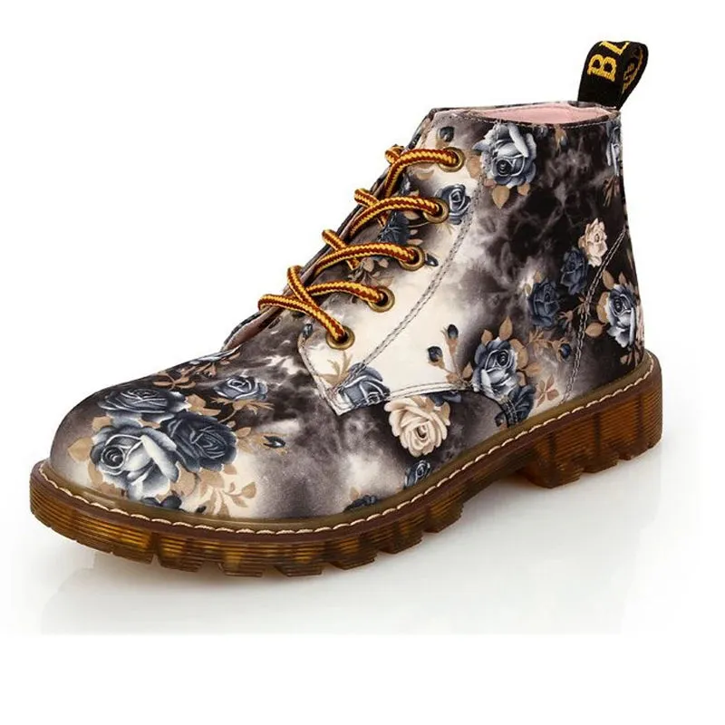 Janey's Retro Floral Ankle Boots