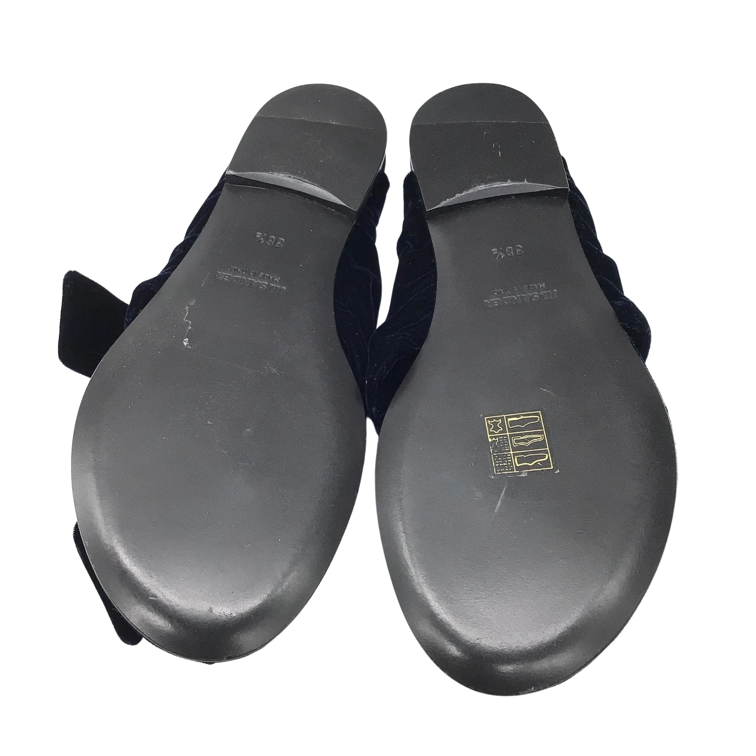 Jil Sander Dark Blue Velvet Knot Thong Sandals